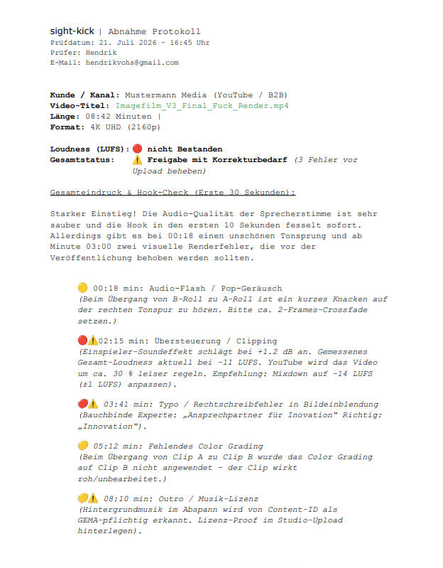 Abnahme Protokoll